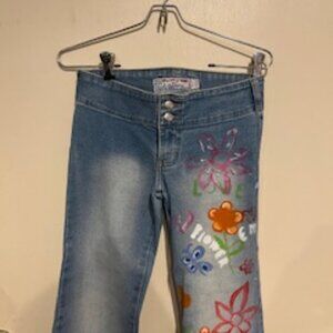 Floral Embroidered Blue Jeans